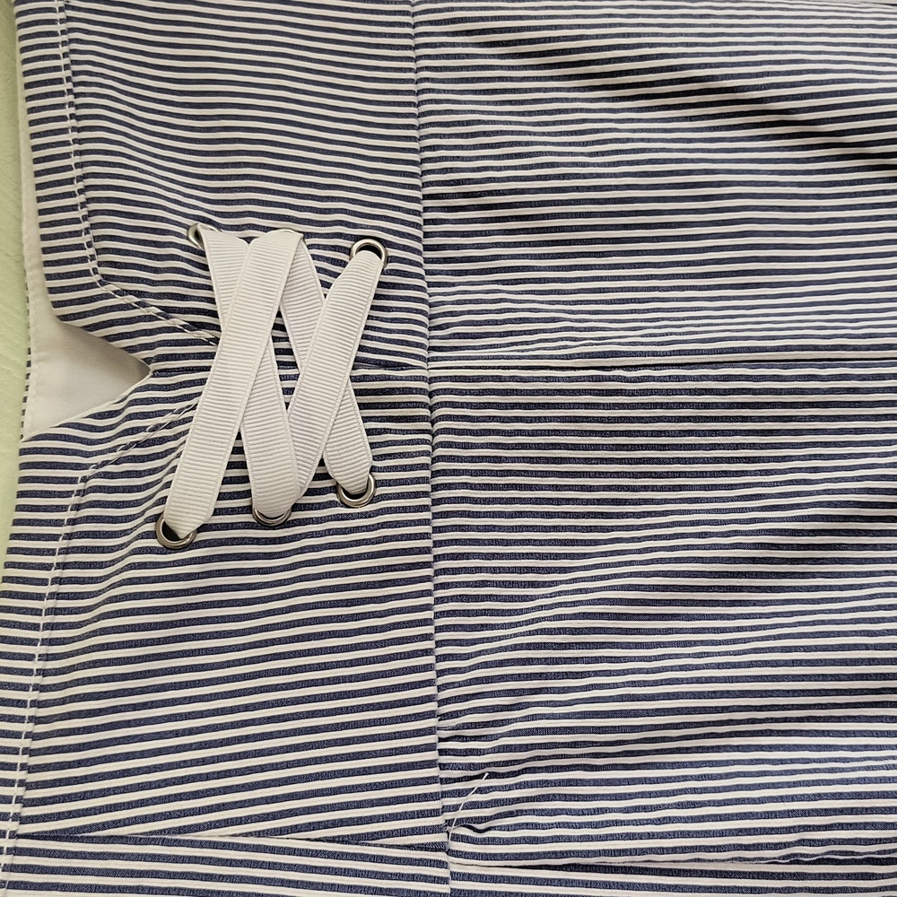 New York & Co Pencil Skirt Wmn's 18 Blue White Striped Seersucker Nautical - Picture 7 of 16